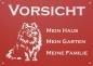 Preview: Aluminium Warnschild Pomeranian VORSICHT Mein Haus mein Garten meine Familie